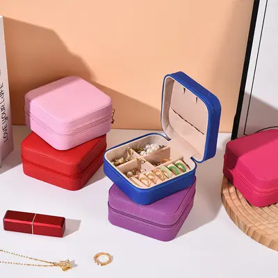 Jewelry Storage Box Beaded Necklace Earrings Studs Rings Small Zipper Jewelry Pouch High-end Jewelry Packaging Box