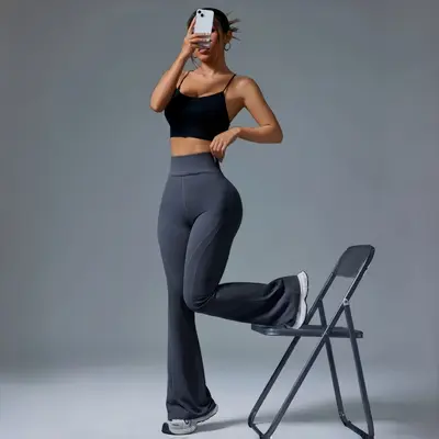 High-Waist Flare Yoga Pants for Women, Hip-Lifting Bare-Feel Sports Pants