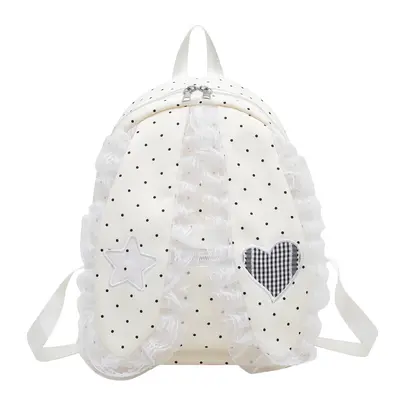 Indigo Smoke Mesh Bunny Ear Student Backpack Japanese Style Cute Girls School Bag High-Value Casual Versatile Travel Shoulder Backpack - 7