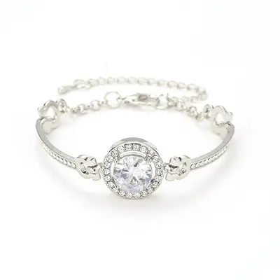 Korean style elegant full-crystal alloy women's bracelet, bestselling, simple and graceful, versatile, sparkling zircon stone bracelet, factory wholesale - 7