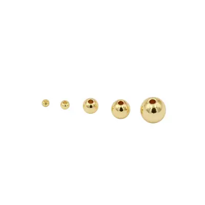 14K18K gold-plated round spacer beads, shiny plain-hole DIY jewelry accessory