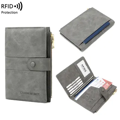 Sınır ötesi yeni anti-hırsızlık RFID pasaport tutucu fermuar tokası pasaport kapağı belge tutucu çok fonksiyonlu seyahat pasaport çantası