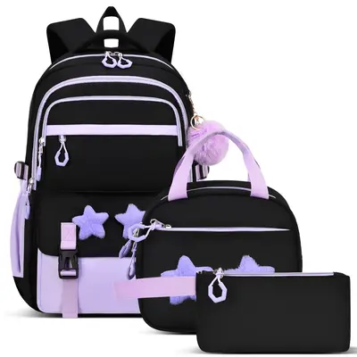Waterproof Girls' School Backpack Set of 3, Large Capacity