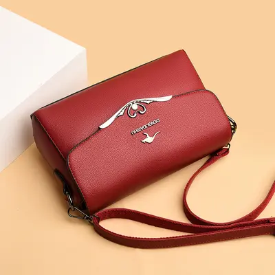 Women's Soft Leather Shoulder and Crossbody Small Square Bag - 4