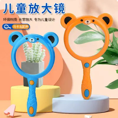60 mm makaron renkli karikatür ayı el büyüteci, çocuklar için bilim deney oyuncağı