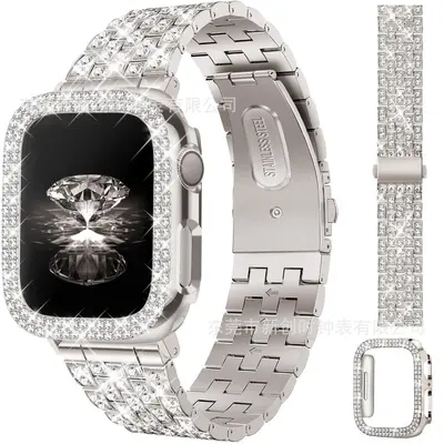 Full Diamond Metal Strap for Apple Watch iWatch10, Samsung 4/5/6 Compatible - 11