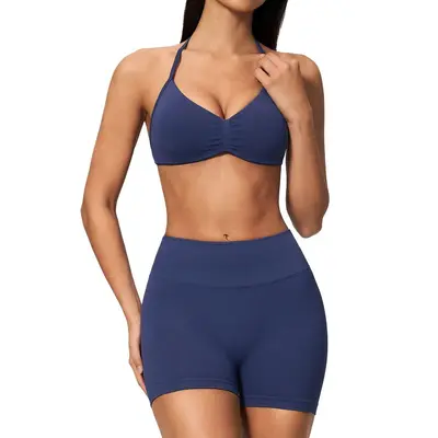 Lycra Seamless Yoga Set for Women Backless Halter Neck Quick-Dry 4535 - 6