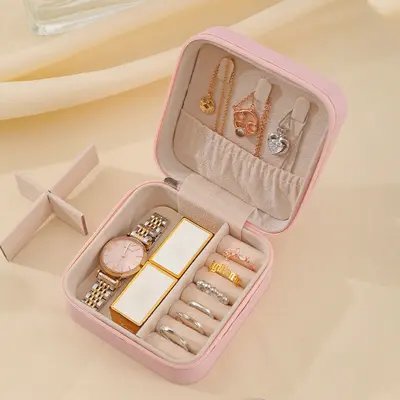 Multifunctional portable elegant compact jewelry box travel bracelet earring necklace bedroom desktop new storage box
