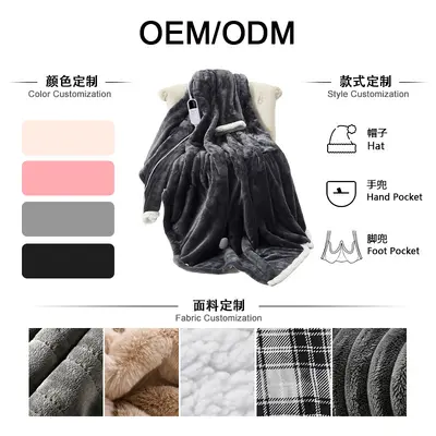 Wearable Heated Blanket with Sleeves and Foot Pocket, Constant Temperature Electric Blanke