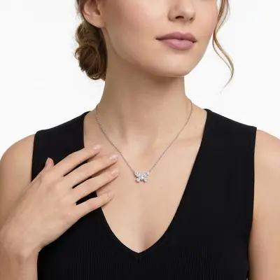Cross-Border Fashion Personalized Butterfly Flower Collarbone Chain 925 Silver Live Streaming Best-Seller Fine Craftsmanship Light Luxury Premium Chinese Style Necklace