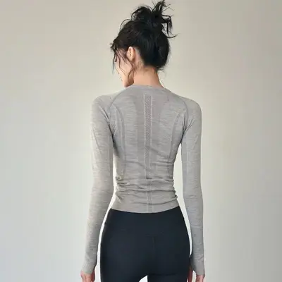 Kadın Yoga Kıyafeti Uzun Kollu Hızlı Kuruyan