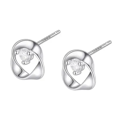 S999 Silber Möbius-Ohrstecker, schlafgerechtes Design