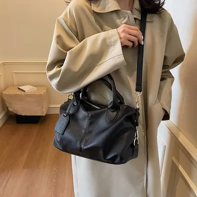 Large Capacity Textured Women's Shoulder Bag, Daily Handbag - 4