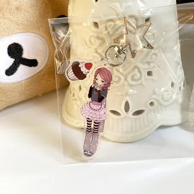Acrylic Bag Keychain Pendant, Strawberry Design - 7