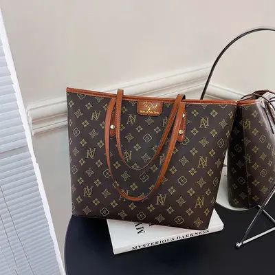 Kadın Tote Çanta Damalı Desen Büyük Hacim Askılı Kore Tarzı Baskılı İş Çantası - 7