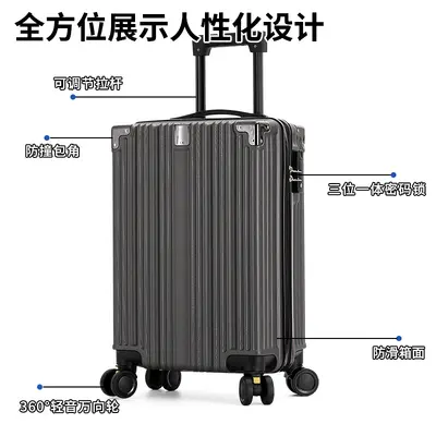 Retro Large-Capacity Wheeled Trolley Suitcase, Lightweight and Durable, Combination Lock - 3