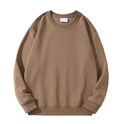 320G schwere chinesische Baumwolle verdickt einfarbiger Pullover Herren Herbst und Winter Übergroße niedrige Schulter modische Marke lockerer Rundhals-Pullover - 11