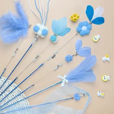 Fairy Cat Teaser Wand with Bell and Feather Toy - 5