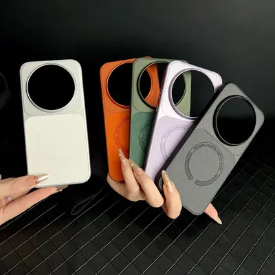 Xiaomi 17 Ultra lychee texture magnetic case, compatible with Redmi K100 Pro, hard PC cove
