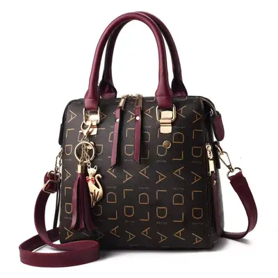 Printed Tassel Women's Handbag, Large Capacity with Shoulder Strap - 3