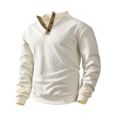 Men's Long Sleeve Sweatshirt, Half Stand Collar, Color Block, Loose Fit