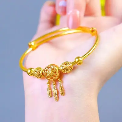 Dream catcher bracelet, sand gold, push-pull closure - 2