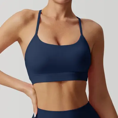 Women's Nude-Feel Sports Bra, Thin Strap, Shockproof, Quick-Dry - 12