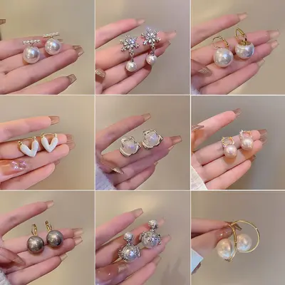 kadınlar için s925 gümüş inci küpeler, hafif lüks, üst düzey, niş, popüler, çok yönlü küpeler, benzersiz ve güzel kulak takıları, küpeler - 3
