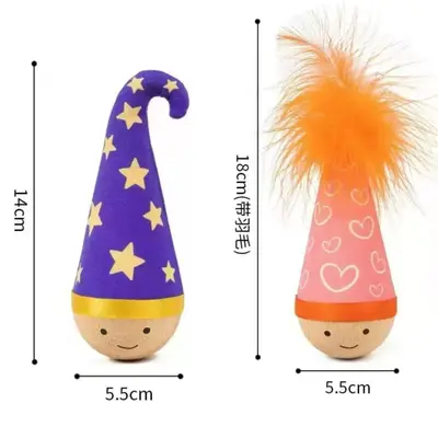 Roly-Poly Cat Toy with Feather Teaser Wand and Ball - 5