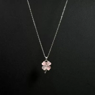 Korean-style pink small flower necklace women - 3