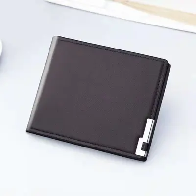 Men's Short Leather Wallet with Coin Pocket, Casual Small Clutch - 3