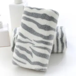 Çizgili banyo havlusu seti, mercan kadife, yumuşak ve emici - 7