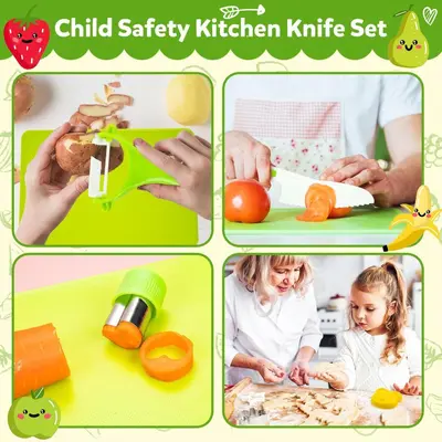 32-Piece Children's Plastic Knife and Cutting Board Set
