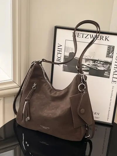 Matte Large-Capacity Women's Tote Bag, Multifunctional Commuter Shoulder and Crossbody - 4