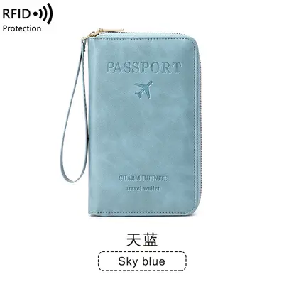 Cross-Border 2023 New RFID Long Passport Holder Ticket Storage Document Bag Multifunctional Travel Zipper Passport Bag - 12
