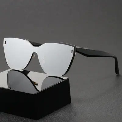Frameless One-Piece Cat-Eye Sunglasses, Unisex, UV Protection