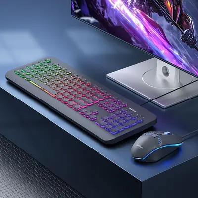 Wired Keyboard and Mouse Combo with Chocolate Keycaps for Computer and Laptop - 8