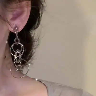 轻奢高级感流苏圆圈耳夹无耳洞女独特绝美耳坠巨好看秋冬长款耳饰 - 5