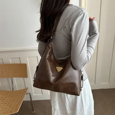 Retro Commuter Tote Bag for Women, Large Capacity, Casual Single Shoulder Bag - 5