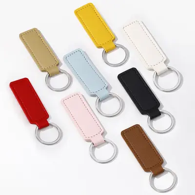 Simple Business-Style Car Key Fob, PU Leather DIY Key Ring