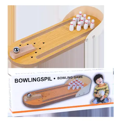 Children's Educational Wooden Mini Bowling Set, Tabletop Game