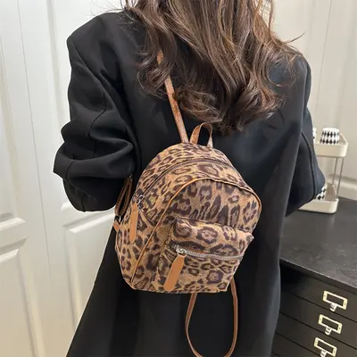 Damen-Mini-Rucksack mit Leopardenmuster aus PU - 2