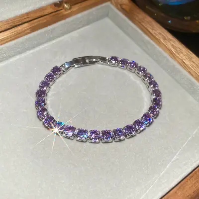 Zirconia Square Clasp Bracelet, Elegant Women's Jewelry - 12