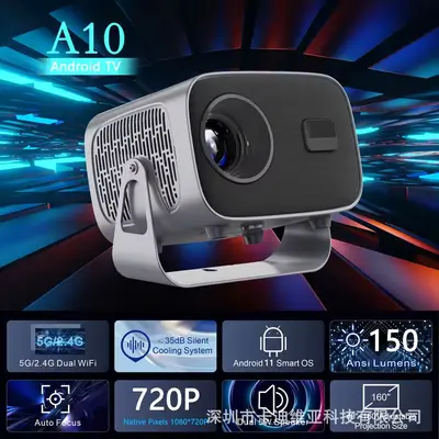 Sınır ötesi yeni elektrikli odak A10 4K yüksek çözünürlüklü WiFi Android akıllı sinema taşınabilir mini PTZ projektör - 2