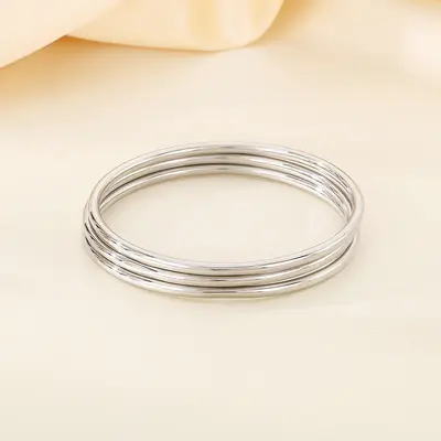 Foreign trade European and American personalized stainless steel 304 round wire 3mm flat ring multi-color welding-free seamless single-piece stacked bracelet - 11