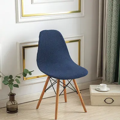 Amazon Kalın Mısır Kadifesi Eames Kabuk Sandalye Kılıfı Toz Geçirmez Aşınmaya Dayanıklı Granül Polar Kavisli Kulüp Sandalye Kılıfı - 7