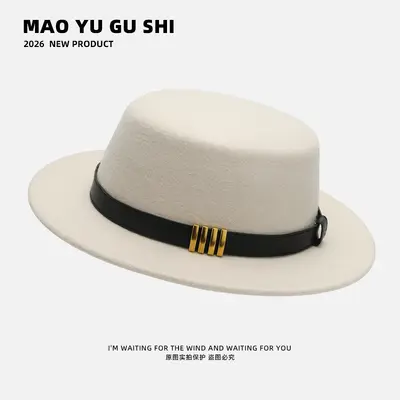Hepburn-Style Wool Felt Flat-Top Fedora Hat for Women - 11