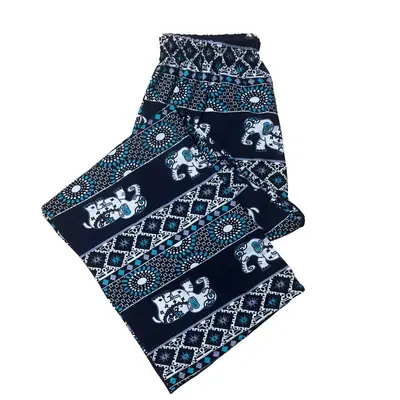 Elephant Print Wide-Leg Yoga and Beach Pants, Lightweight Summer Style