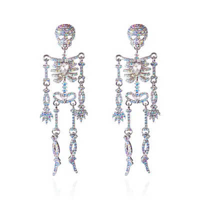 Halloween-Retro-Totenkopf-Ohrringe mit Strass, auffälliges Design - 8