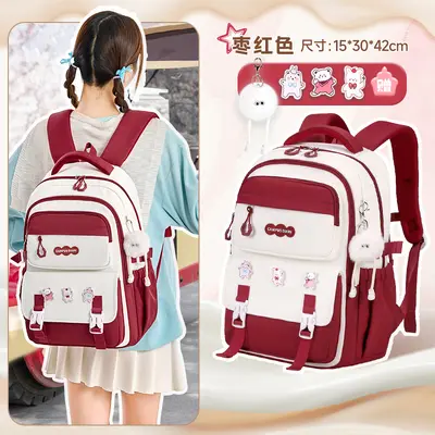 High School Student Large Capacity Set Backpack, Dopamine Color Block - 9